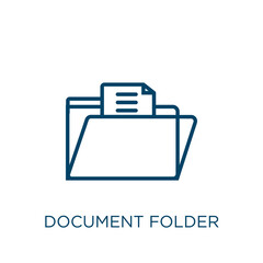 Poster - document folder icon. Thin linear document folder, document, folder outline icon isolated on white background. Line vector document folder sign, symbol for web and mobile