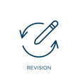 revision icon. Thin linear revision, arrow, reload outline icon isolated on white background. Line vector revision sign, symbol for web and mobile