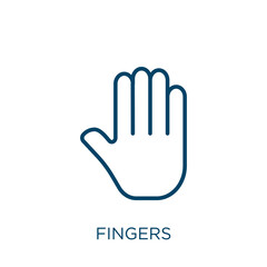Poster - fingers icon. Thin linear fingers, hand, finger outline icon isolated on white background. Line vector fingers sign, symbol for web and mobile