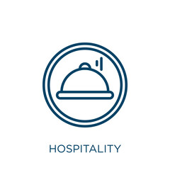 Aufkleber - hospitality icon. Thin linear hospitality, service, business outline icon isolated on white background. Line vector hospitality sign, symbol for web and mobile