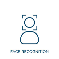 Poster - face recognition icon. Thin linear face recognition, recognition, biometric outline icon isolated on white background. Line vector face recognition sign, symbol for web and mobile