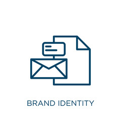 Poster - brand identity icon. thin linear brand identity, brand, company outline icon isolated on white backg