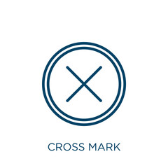 Poster - cross mark icon. Thin linear cross mark, cross, mark outline icon isolated on white background. Line vector cross mark sign, symbol for web and mobile