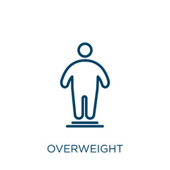 Poster - overweight icon. Thin linear overweight, vector, weight outline icon isolated on white background. Line vector overweight sign, symbol for web and mobile