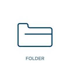 Poster - green folder icon. Thin linear green folder, folder, button outline icon isolated on white background. Line vector green folder sign, symbol for web and mobile