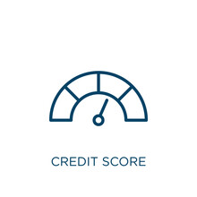 Credit Score Icon. Thin Linear Credit Score, Rating, Score Outline Icon Isolated On White Background. Line Vector Credit Score Sign, Symbol For Web And Mobile