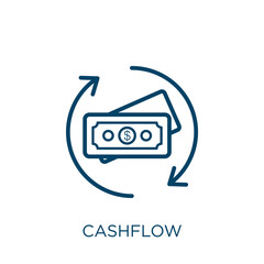Poster - cashflow icon. thin linear cashflow, business, flow outline icon isolated on white background. line 