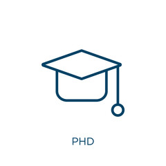 Poster - phd icon. thin linear phd, college, graduation outline icon isolated on white background. line vecto