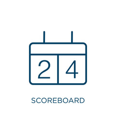 Poster - scoreboard icon. Thin linear scoreboard, game, competition outline icon isolated on white background. Line vector scoreboard sign, symbol for web and mobile