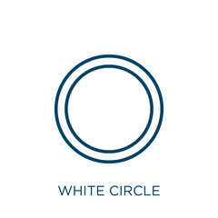 Poster - white circle icon. Thin linear white circle, round, arrow outline icon isolated on white background. Line vector white circle sign, symbol for web and mobile