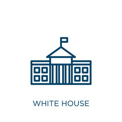 Poster - white house icon. thin linear white house, building, house outline icon isolated on white background