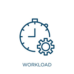  - workload icon. Thin linear workload, work, office outline icon isolated on white background. Line vector workload sign, symbol for web and mobile