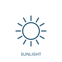 Poster - sunlight icon. Thin linear sunlight, sun, sunshine outline icon isolated on white background. Line vector sunlight sign, symbol for web and mobile