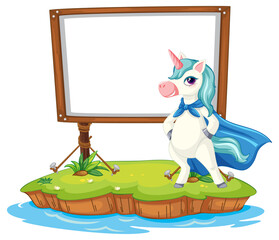 Wall Mural - Fantasy unicorn with empty board