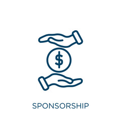 Aufkleber - sponsorship icon. Thin linear sponsorship, seal, stamp outline icon isolated on white background. Line vector sponsorship sign, symbol for web and mobile