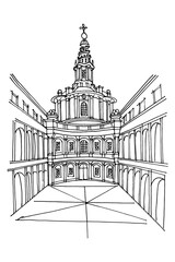 Fototapete - vector sketch of Saint Yves at La Sapienza (Chiesa di Sant'Ivo alla Sapienza). Rome. Italy.
