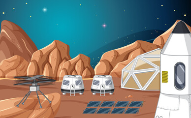 Wall Mural - Landscape of space settlement