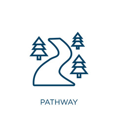 Poster - pathway icon. Thin linear pathway, road, street outline icon isolated on white background. Line vector pathway sign, symbol for web and mobile