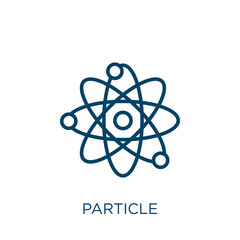Poster - particle icon. Thin linear particle, science, molecule outline icon isolated on white background. Line vector particle sign, symbol for web and mobile