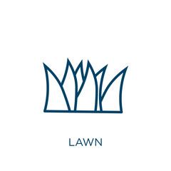 Poster - lawn icon. Thin linear lawn, garden, equipment outline icon isolated on white background. Line vector lawn sign, symbol for web and mobile