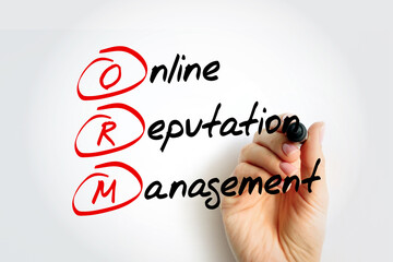 Aufkleber - orm - online reputation management acronym with marker, business concept background