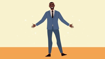 Poster - elegant afro businessman character animation