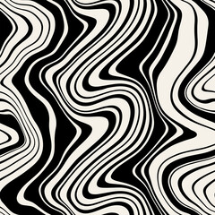 Wall Mural - vector seamless pattern. abstract striped texture with bold monochrome waves. creative background wi