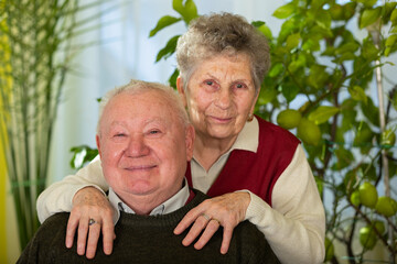 Sticker -  Joyful elderly couple at home