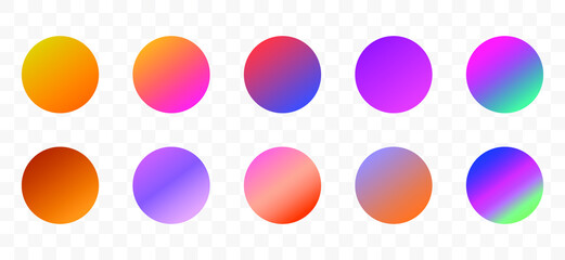 Wall Mural - Set of round Vector Gradient. Multicolor Sphere. Modern abstract background texture. Template for design. Isolated objects
