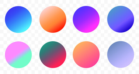 Poster - Set of round Vector Gradient. Multicolor Sphere. Modern abstract background texture. Template for design. Isolated objects
