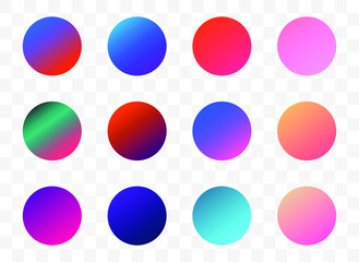 Poster - Set of round Vector Gradient. Multicolor Sphere. Modern abstract background texture. Template for design. Isolated objects
