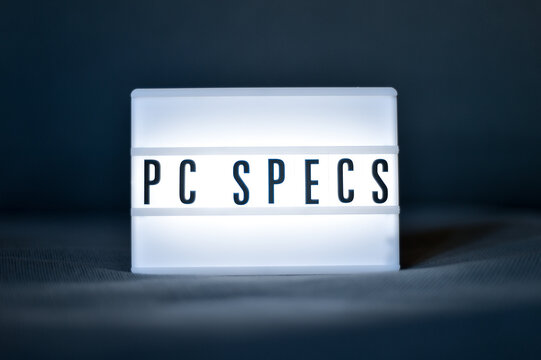 Pc specs phrase written on a customizable light panel