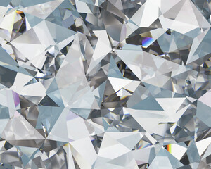 Fototapete - Realistic diamond crystal with caustic close up texture background 3D rendering