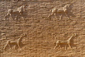 Wall Mural - Reliefs at walls in the ancient city of Babylon, Iraq