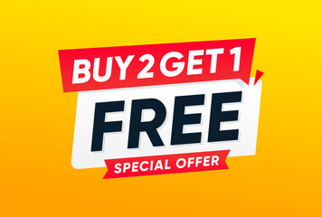 buy two get one free offer, banner vector design