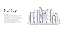 ベクターイラスト素材：都会のビル群、都市の風景
