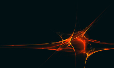 Wall Mural - Vivid creative digital 3d artwork illustrating fiery rushing fluid with dynamic motion of tongues on black background. Minimal laconic wallpaper. Elastic stretchy shimmering fictional substance. 