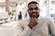 © Art_Photo - Portrait of successful profile handsome attractive confident young black african creative business man look at camara at office