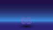 © Alexey - Neon 6G symbol on a gradient blue background. The isolated symbol is located in the bottom center. Gradient blue with light blue skyline