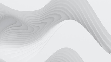 Poster - Abstract white layers overlap wave  3d render 