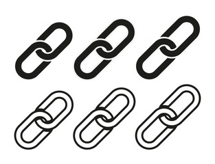 Poster - Link icon. Link and chain symbol. Web icon of hyperlink, strength and attach. Flat partnership sign. Line pictogram. Graphic outline clip. Set of locks. Vector