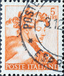 Italy - circa 1961: a postage stamp from Italy showing a work of Michelangelo: Head of 