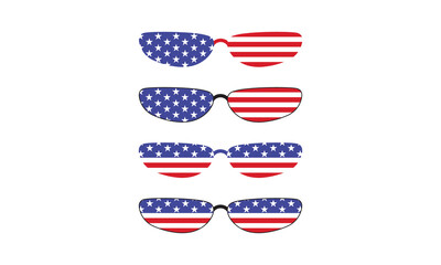 Sunglasses Shaped American Flag icon symbol design vector illustration template