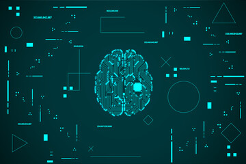 Poster - The concept of artificial intelligence, computer, processor, chip. Vector illustration.