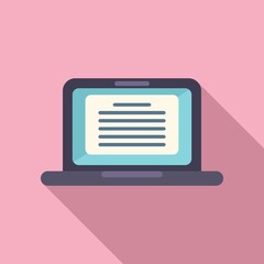 Poster - Laptop writing icon flat vector. Pen write