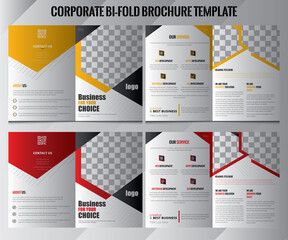 Wall Mural - Corporate Bifold Brochure Template, Brochure Template Design, Conference Bifold Brochure, Vertical / Bifold Brochure Mock-Up 2, Pages business brochure template Premium Vector.