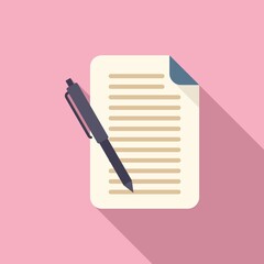 Poster - Memo writing icon flat vector. Text message