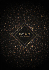 Wall Mural - vector shiny black festive background with a golden glitter, sparkles and elegant outline frame. pre