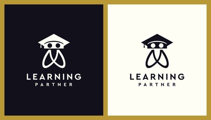 Learning partner vector logo idea. Abstract design mininmalist style. Creative vector based icon template.