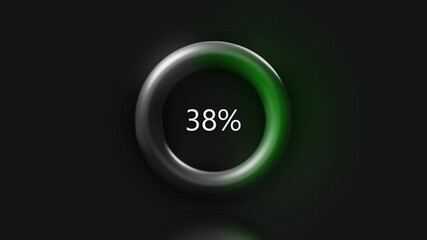 Poster - Ring with loading percent charge. Motion. Loading percentages of charging or process on device. Background with the image of charging percentages
